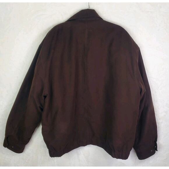Jos. A. Bank Mens Bomber Jacket Removable Lining Faux Suede Dark Brown Sz XL - Picture 11 of 15